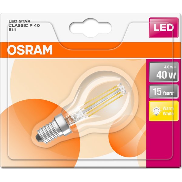 Osram Retro LED Kronljus, klar, E14, 4 W = 4 0W