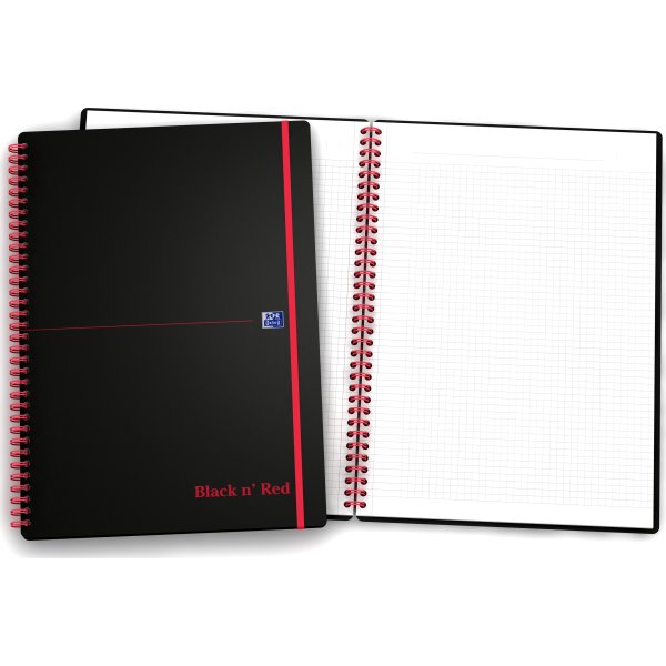 Oxford Black N' Red Anteckningsbok A4, rutat