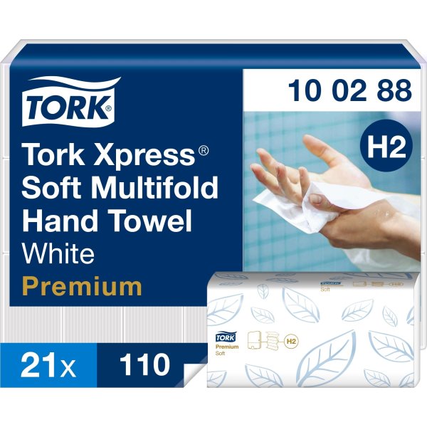 Tork H2 Xpress Premium Håndklædeark, 4-fold, 21 pk