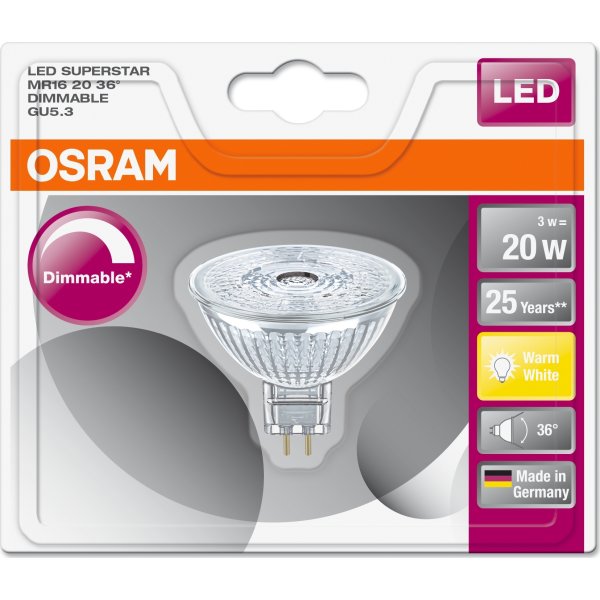 Osram LED spotlight GU5.3, 7,8 W = 50 W, dimbar
