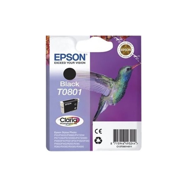 Epson Claria T0801 bläckpatron, svart, med larm