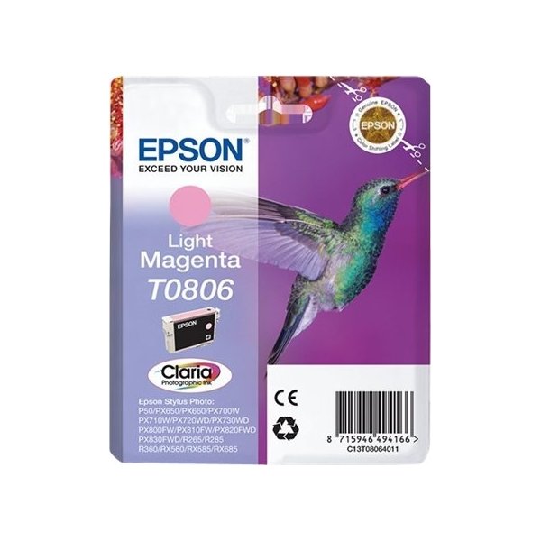 Epson Claira T0806 blækpatron, lys magenta m/alarm