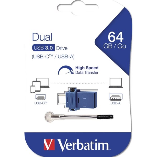Verbatim Dual Drive USB/USB-C 64 GB, sort