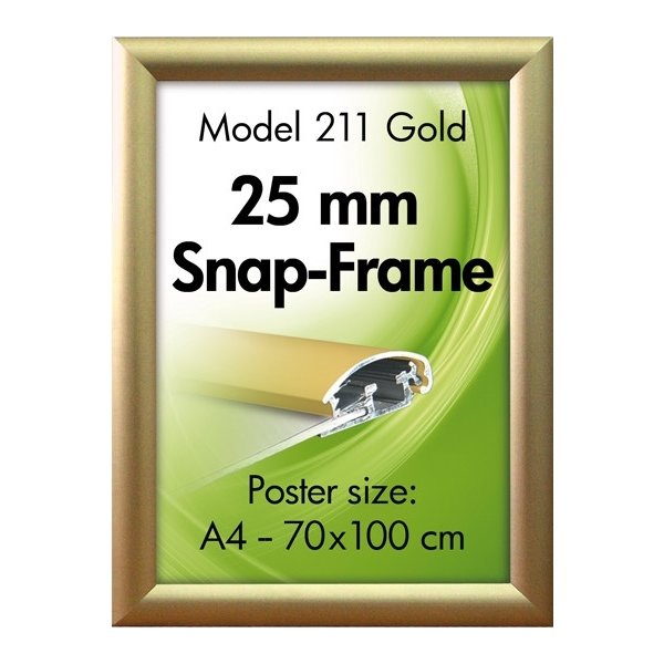 Alu Plakatramme, Snap-frame, 50 x 70 cm, Mat guld