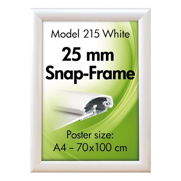 Alu Plakatramme, Snap-frame, 70 x 100 cm, Hvid