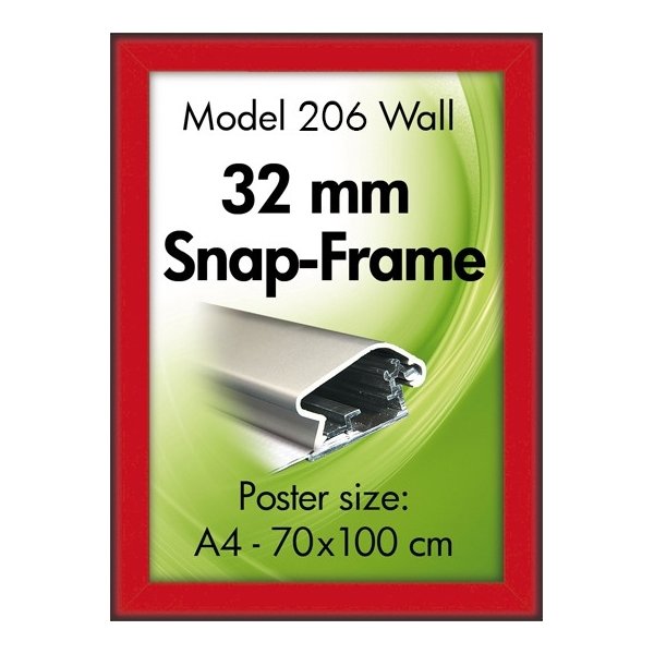 Alu Plakatramme, Snap-frame, 70 x 100 cm, Rød