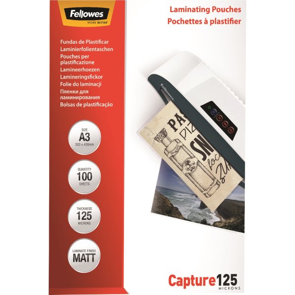 Lamineringsfickor Fellowes Capture A3 125mic Matt