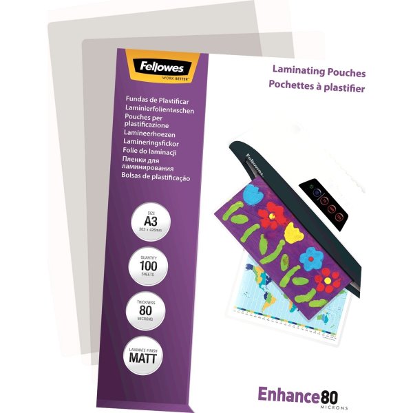 Lamineringsfickor Fellowes Enhance A3 80mic Matt
