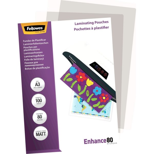 Lamineringsfickor Fellowes Enhance A3 80mic Matt