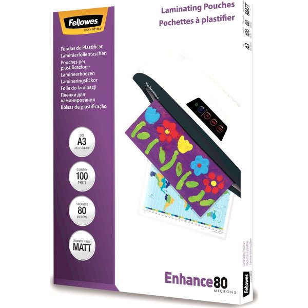 Lamineringsfickor Fellowes Enhance A3 80mic Matt