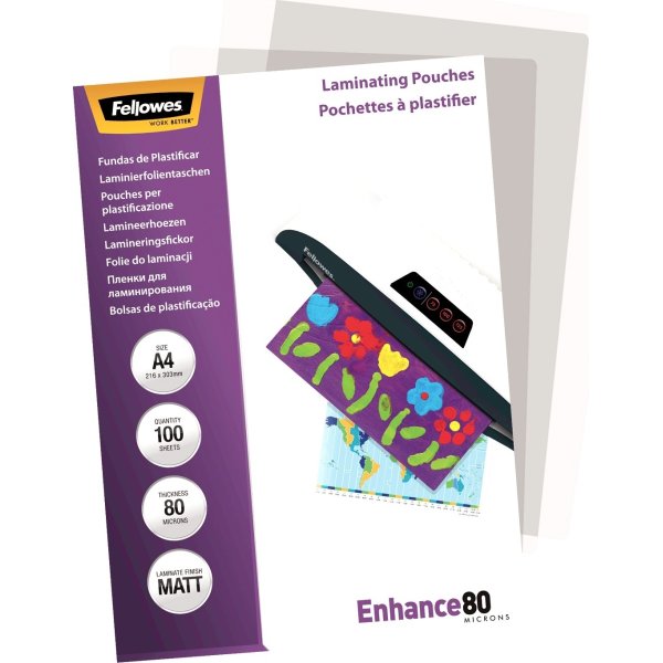 Lamineringsfickor Fellowes Enhance A4 80mic Matt