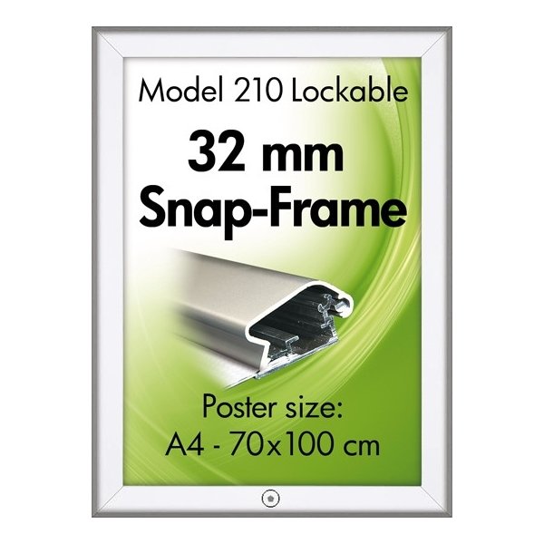 Alu Plakatramme m/ Lås, Snap-frame, 70x100, Sølv