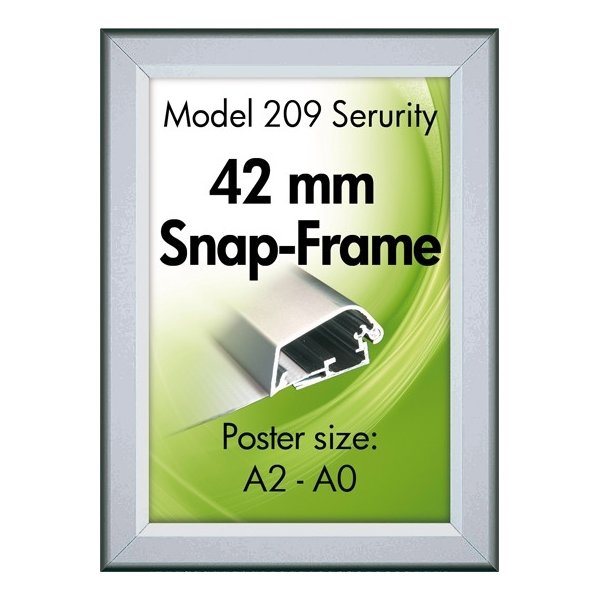 Alu Plakatramme, Security Snap-frame, 50x70, Sølv