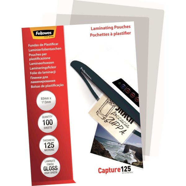 Lamineringsfickor Fellowes Capture 83x113mm 125mic
