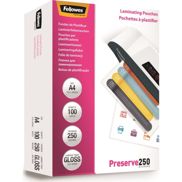 Lamineringsfickor Fellowes Preserve A4 250 micron