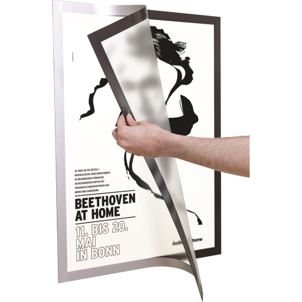 Durable Poster Magnetramme 70 x 100 cm, sølv