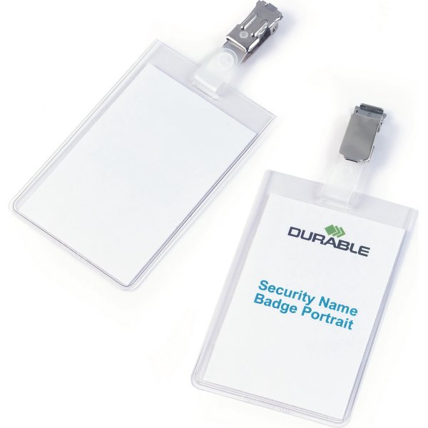 Durable Namnskylt med klämma 90x60 mm, 25 st.