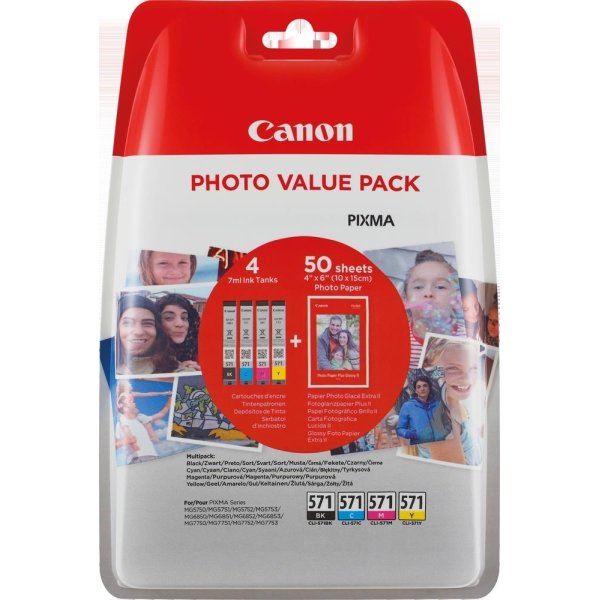 Bläckpatroner + fotopapper Canon CLI-571 BCMY