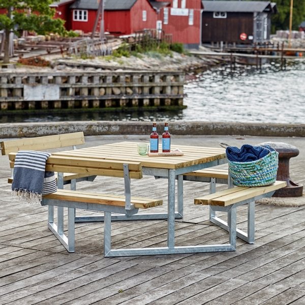 Plus Twist bord/bænkesæt, m/2 Ryglæn, Natur, 204cm