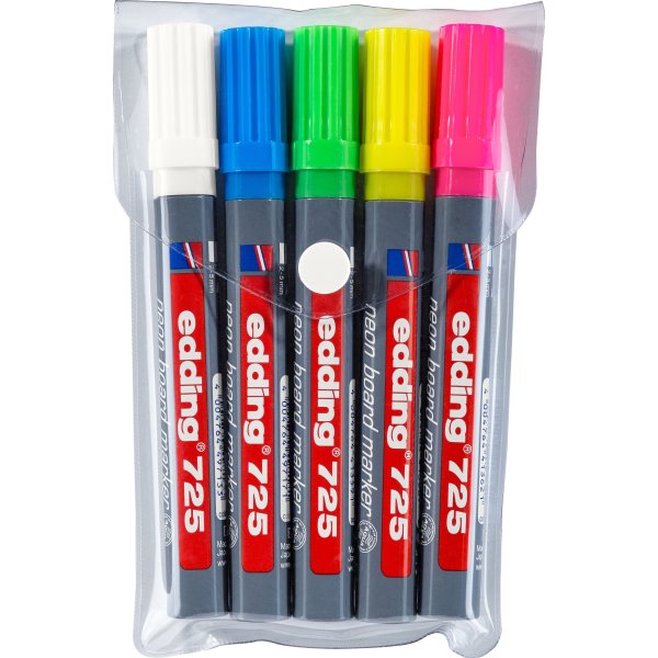 Edding 725 NEON whiteboard marker sæt m. 5 penne