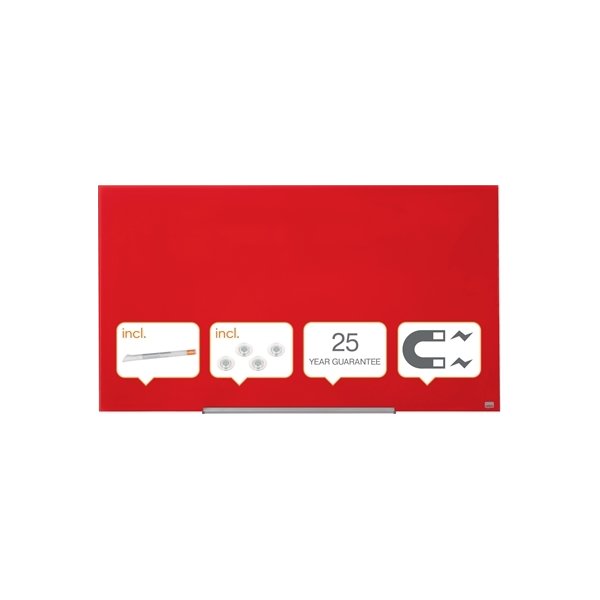 Whiteboard Nobo Diamond Glas Röd 71,1x126 cm