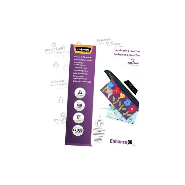 Lamineringsfickor Fellowes Enhance 80mic A3 Gloss