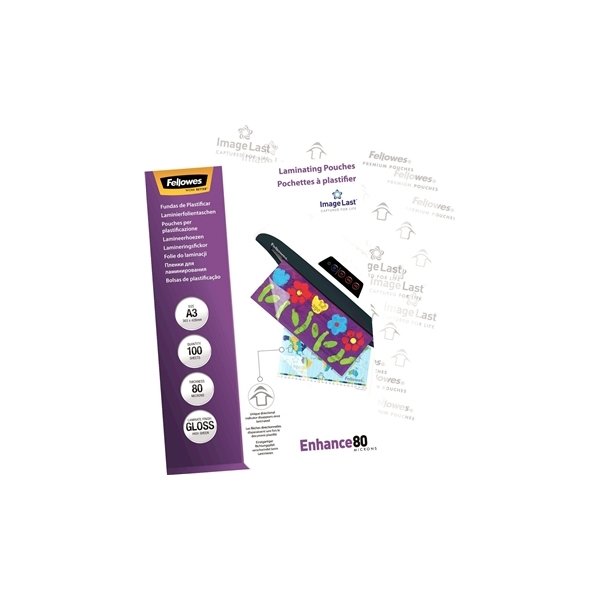 Lamineringsfickor Fellowes Enhance 80mic A3 Gloss