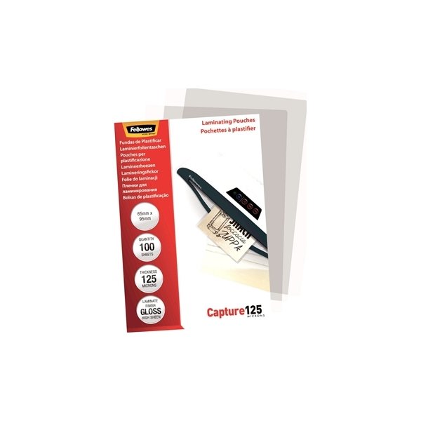 Lamineringsfickor Fellowes Capture 125mic 65x95mm