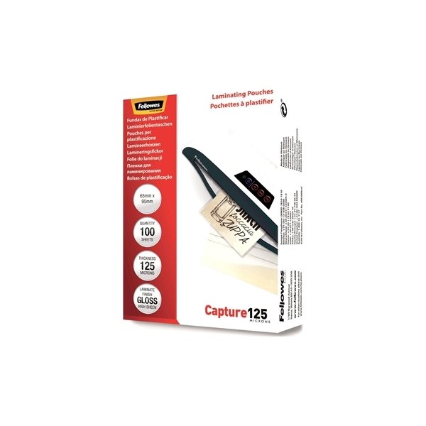 Lamineringsfickor Fellowes Capture 125mic 65x95mm