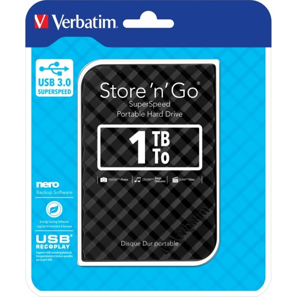 Verbatim Store 'N' Go 2,5" 1TB USB 3.0, sort