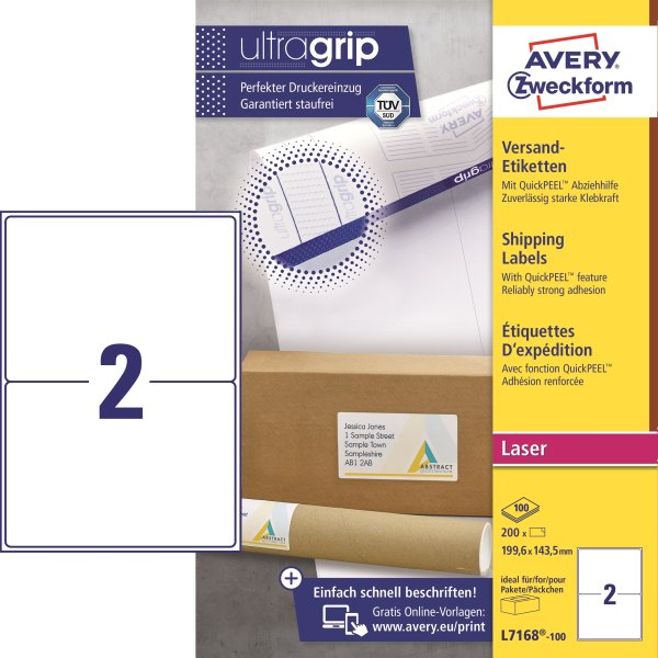 Avery L7168-100 paketetiketter, 199,6x143,5