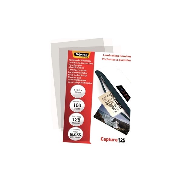 Lamineringsfickor Fellowes Capture 125mic 54x86mm