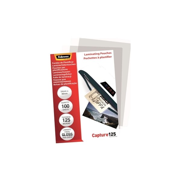 Lamineringsfickor Fellowes Capture 125mic 54x86mm