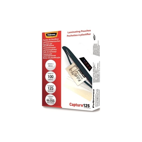 Lamineringsfickor Fellowes Capture 125mic 54x86mm
