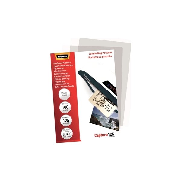 Lamineringsfickor Fellowes Capture 125mic 75x105mm
