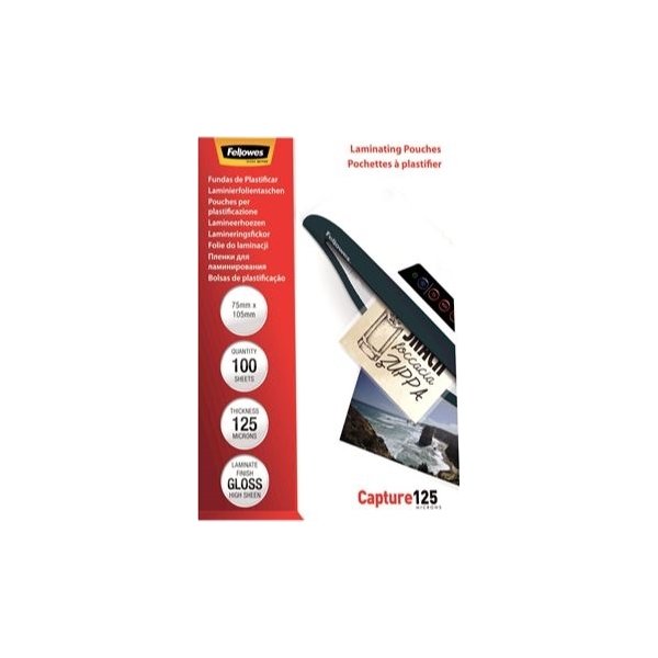 Lamineringsfickor Fellowes Capture 125mic 75x105mm