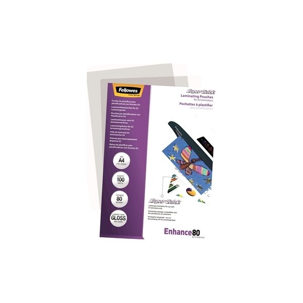 Lamineringsfickor Fellowes Enhance 80 mik A4 Gloss