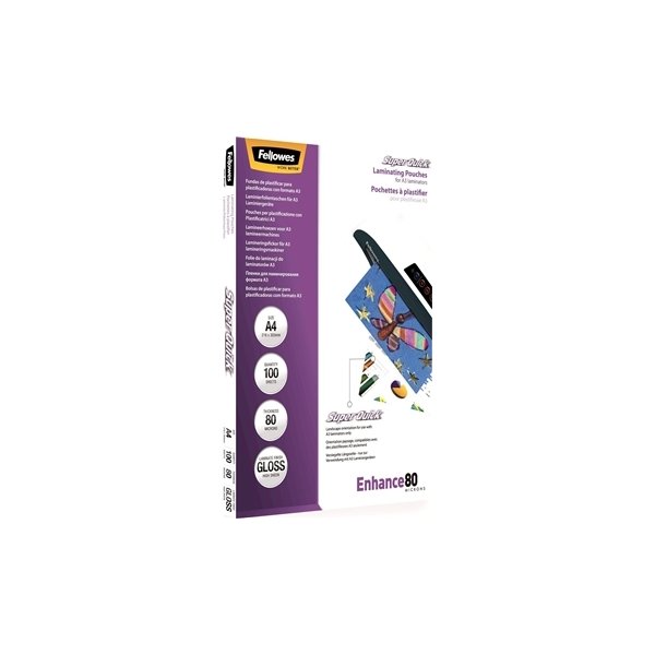 Lamineringsfickor Fellowes Enhance 80 mik A4 Gloss