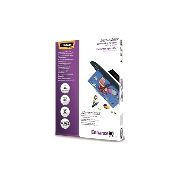 Lamineringsfickor Fellowes Enhance 80 mik A4 Gloss