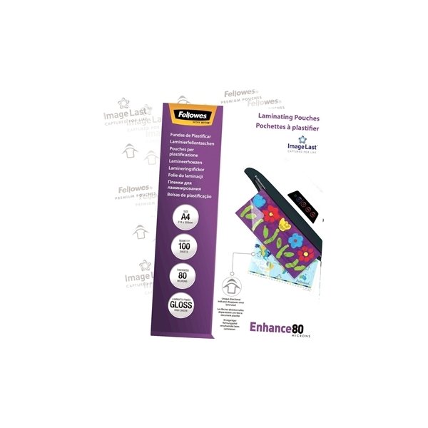Lamineringsfickor Fellowes Enhance 80 mik A4 Gloss
