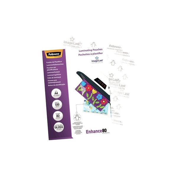 Lamineringsfickor Fellowes Enhance 80 mik A4 Gloss