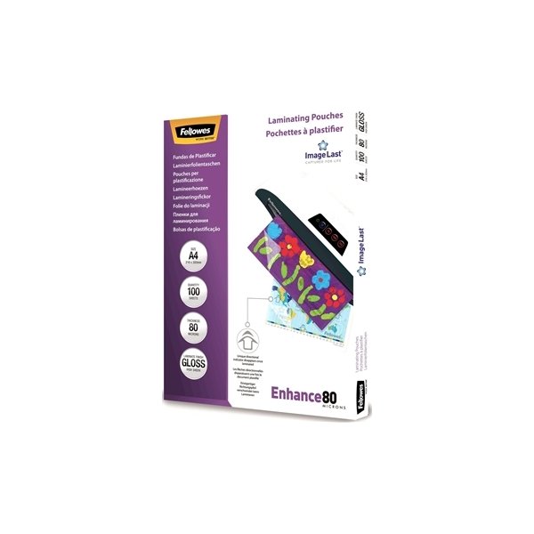 Lamineringsfickor Fellowes Enhance 80 mik A4 Gloss