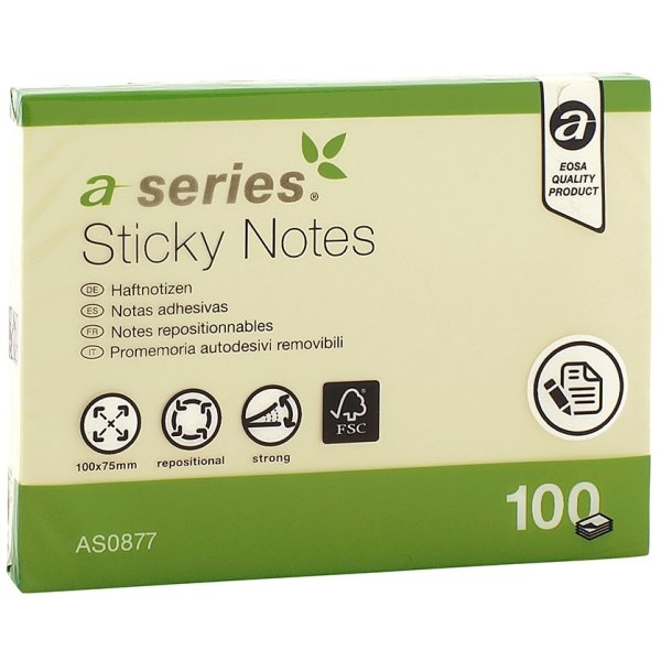 Notes a-series 100x75 mm 100 blad Gul