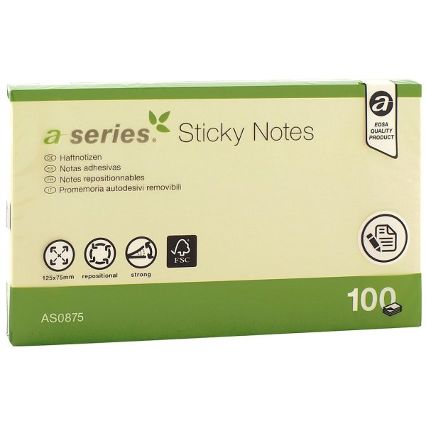 Notes a-series 125x75 mm 100 blad Gul