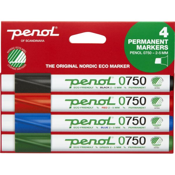 Permanent märkpenna Penol 0750 Set med 4 färger