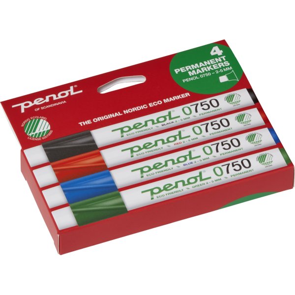 Permanent märkpenna Penol 0750 Set med 4 färger