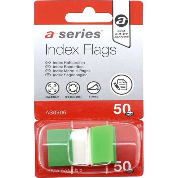 Indexflikar a-series 12x44 mm Grön
