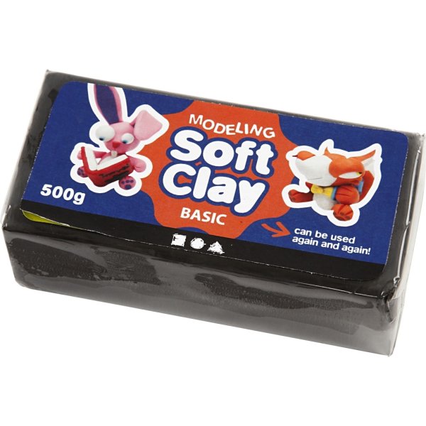 Modellera Soft Clay 500g svart