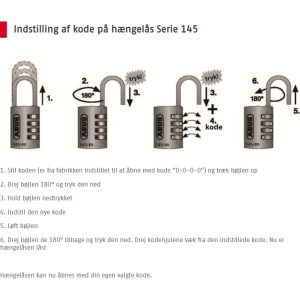Kodlås ABUS 145/40 mm Svart