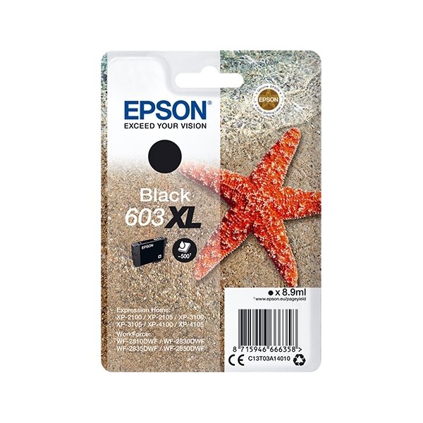 Epson 603XL blækpatron, sort, blister m/alarm